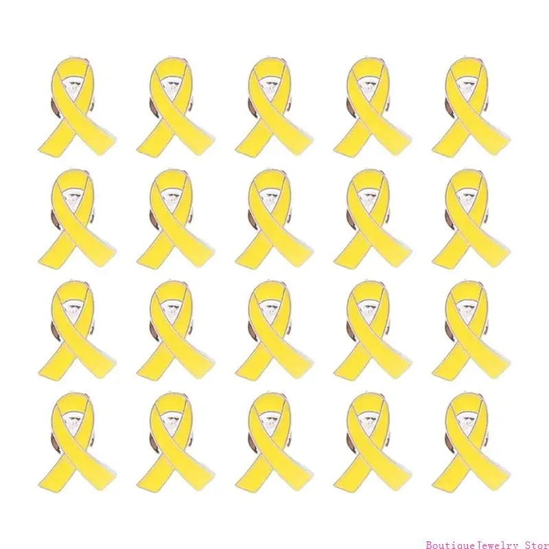 E1PE 20-Unit Charity Awareness Ribbon Pins Lightweight Alloy Brooches Awareness Badge for Daily Wear