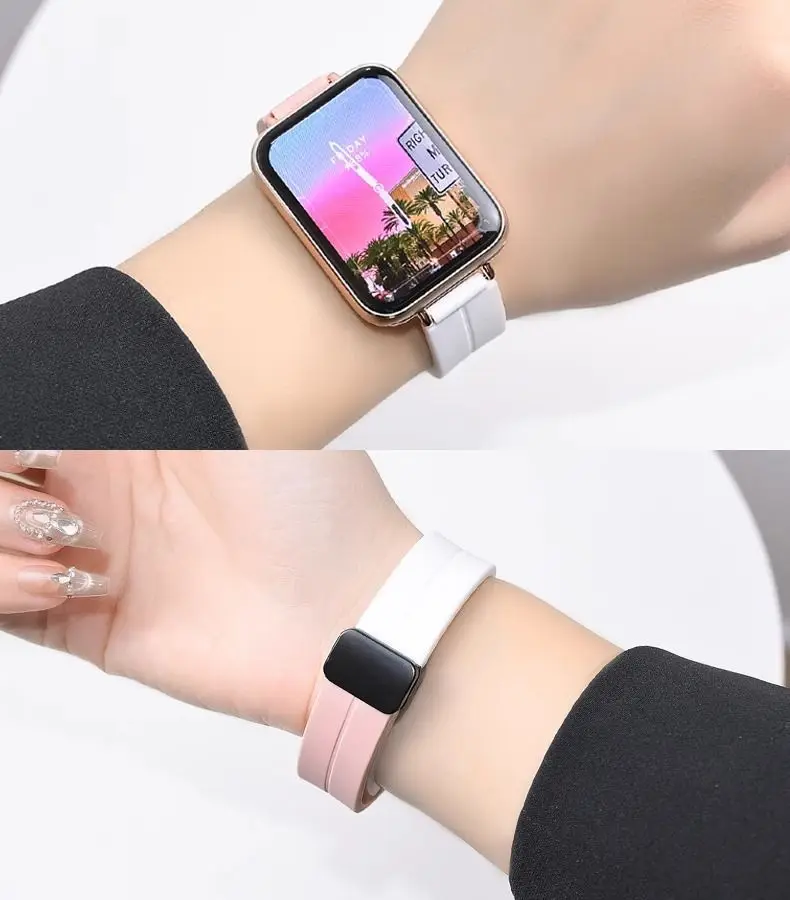 Pulseira de silicone com fivela magnética para xiaomi mi band 9pro/8pro pulseira substituível para redmi band 5/4 pulseira esportiva