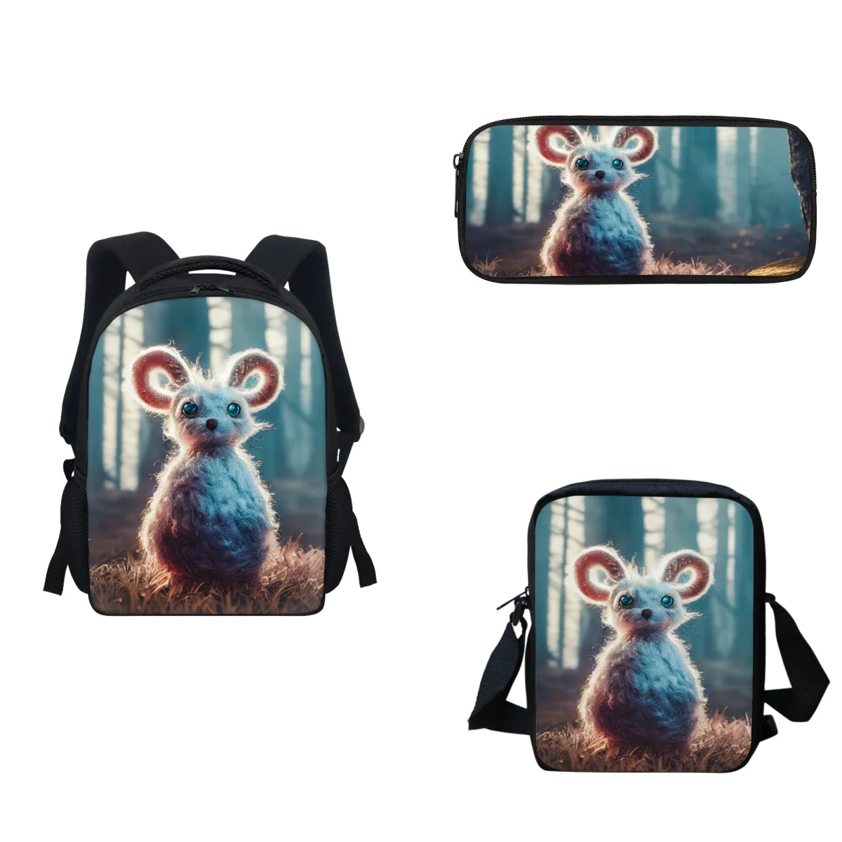 

School Bag Set For Teens Cute Rabbit 3D Print Backpack For Boys Girls Casual Fashion Kids Bag Bookbag Lunch New Semester Gift