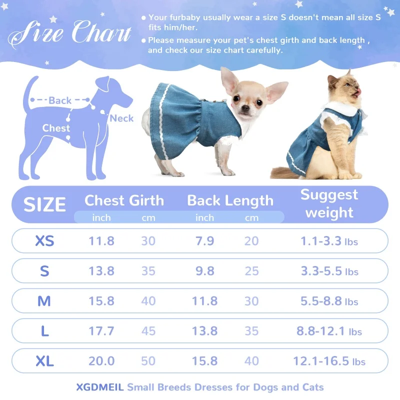 Fashion Dog Denim Skirt for Small Dogs Pet Dog Clothes Summer Puppy Princess Dress Strawberry Print Cat Dress Chihuahua Costumes