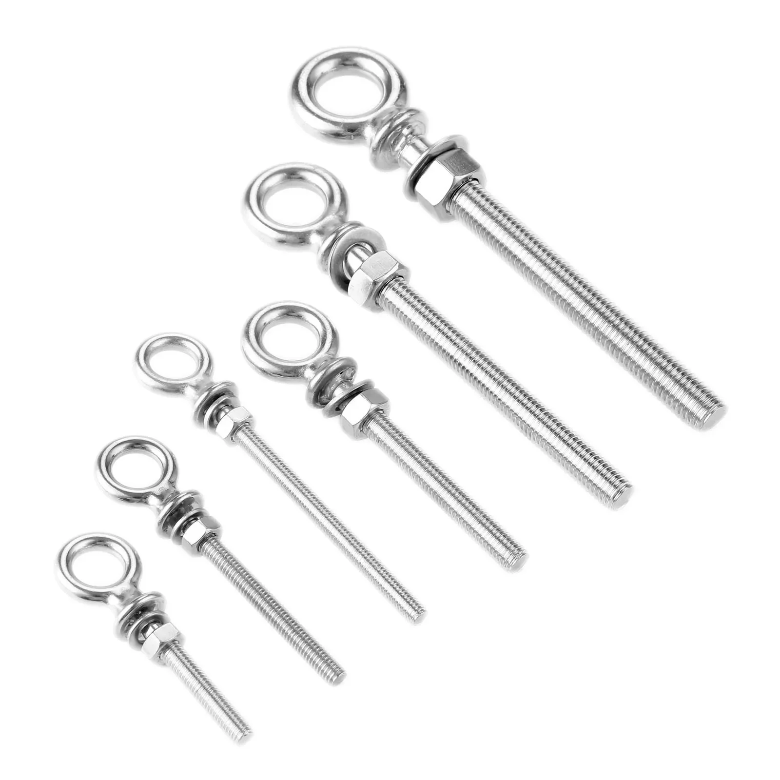 1Pc M6 M8 M10 M12 Stainless Steel Lifting Eye Bolts Eyebolts with Nuts Washers Round Ring Hook Bolt Screw Fasterners 40-120mm