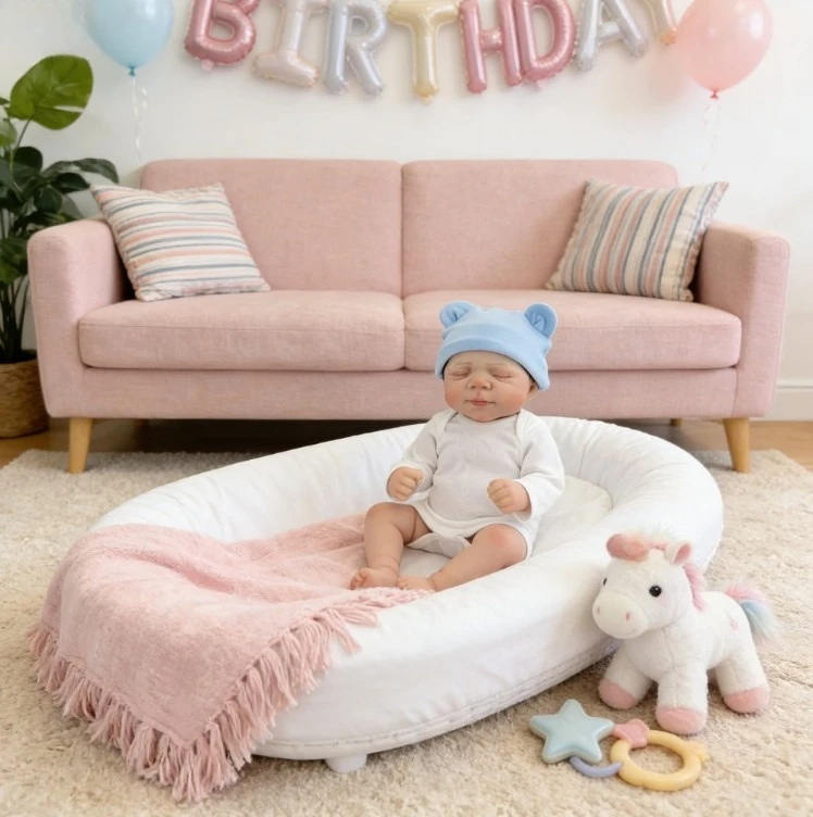 NPK 18'' Hochwertige Reborn-Puppe Pascale, Lebensechte Kuschel-Mädchenpuppe, Vollvinyl-Körper mit 3D-Haut und Handbemaltem Haar