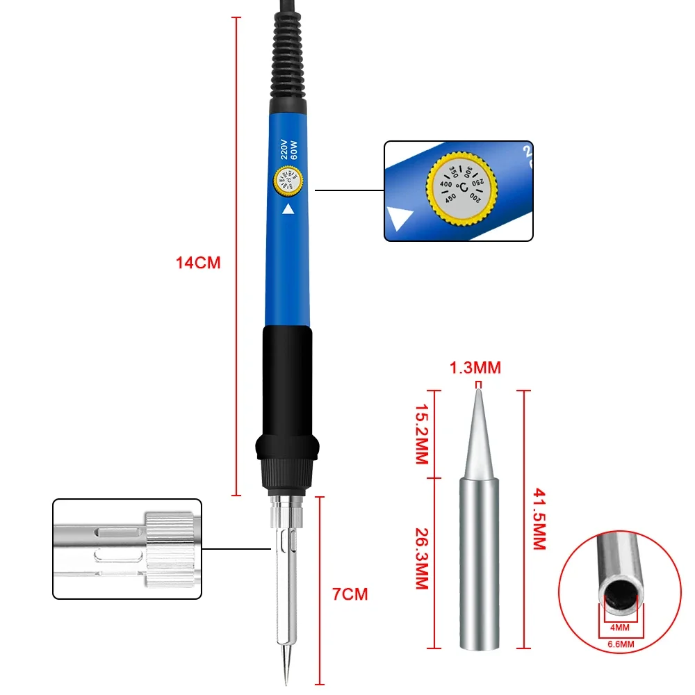 60W Soldering Iron Adjustable Temperature Electric Solder Iron Rework Station Mini Handle Heat Pencil Welding Repair Tools image 3