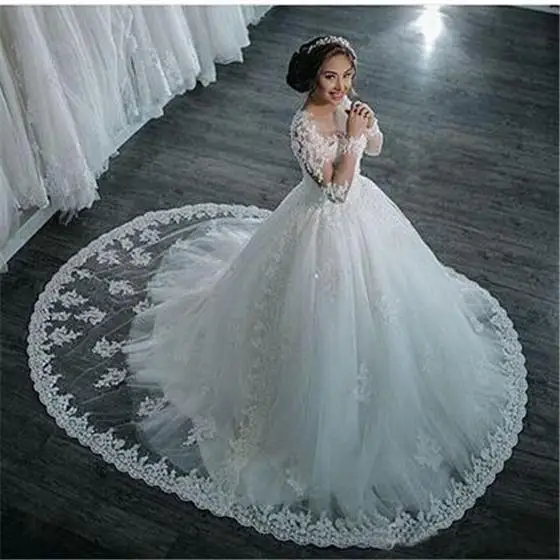 Wedding Bride Stand Collar Waist Slim Trailing Dress