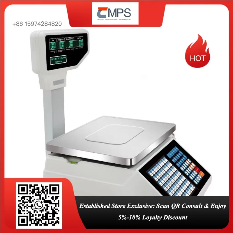 Cash Register Barcode Scale English Arabic Label Printer for Food Beverage, Confirm Language With Service Before Order