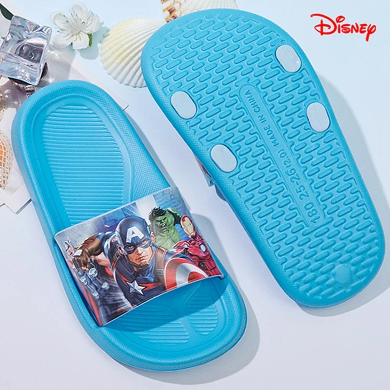 Girls Summer Bath Slippers Kids Home Indoor Shoes Disney Cartoon Captain America Boys Beach Slippers Children Toddler Sandals