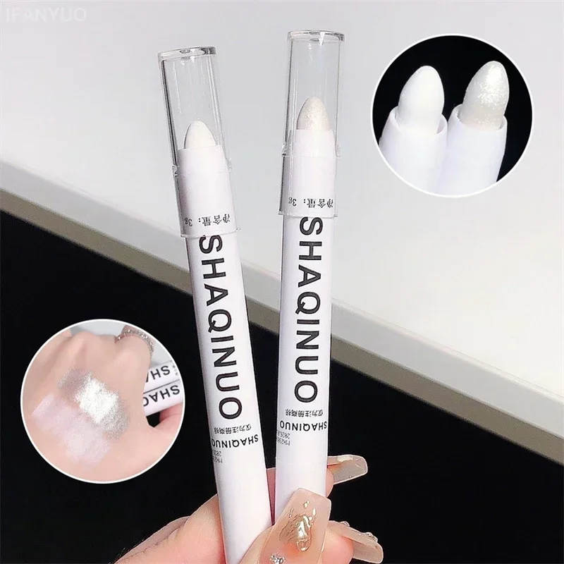 Matita per eyeliner ombretto bianco opaco perlescente Matita per occhi glitter impermeabili Ombretto per trucco Pigmento per baco da seta Penna per ombretto di bellezza