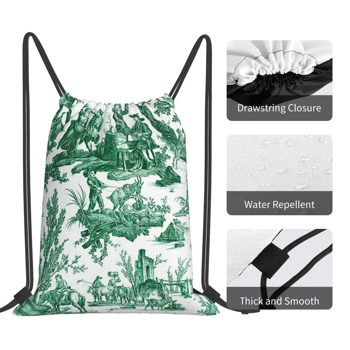 حقائب ظهر كلاسيكية من Toile De Jouy Motif حقائب ظهر عصرية محمولة برباط حقيبة تخزين حقائب كتب لطلاب السفر