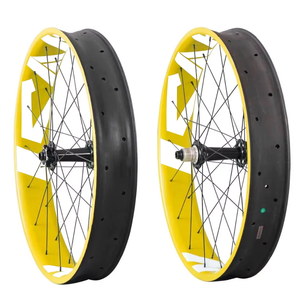 ICAN Toray T700 carbon fatbike wheels 26er fat bike wheelset Powerway M74 hubs 10/11 speed 90mm width UD-matt a pair wheel FW90