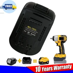 Adaptador de bateria Mil18DL, Milwaukee 18V Lithium Battery Converter para DeWalt, Ferramentas elétricas de lítio 20V Max