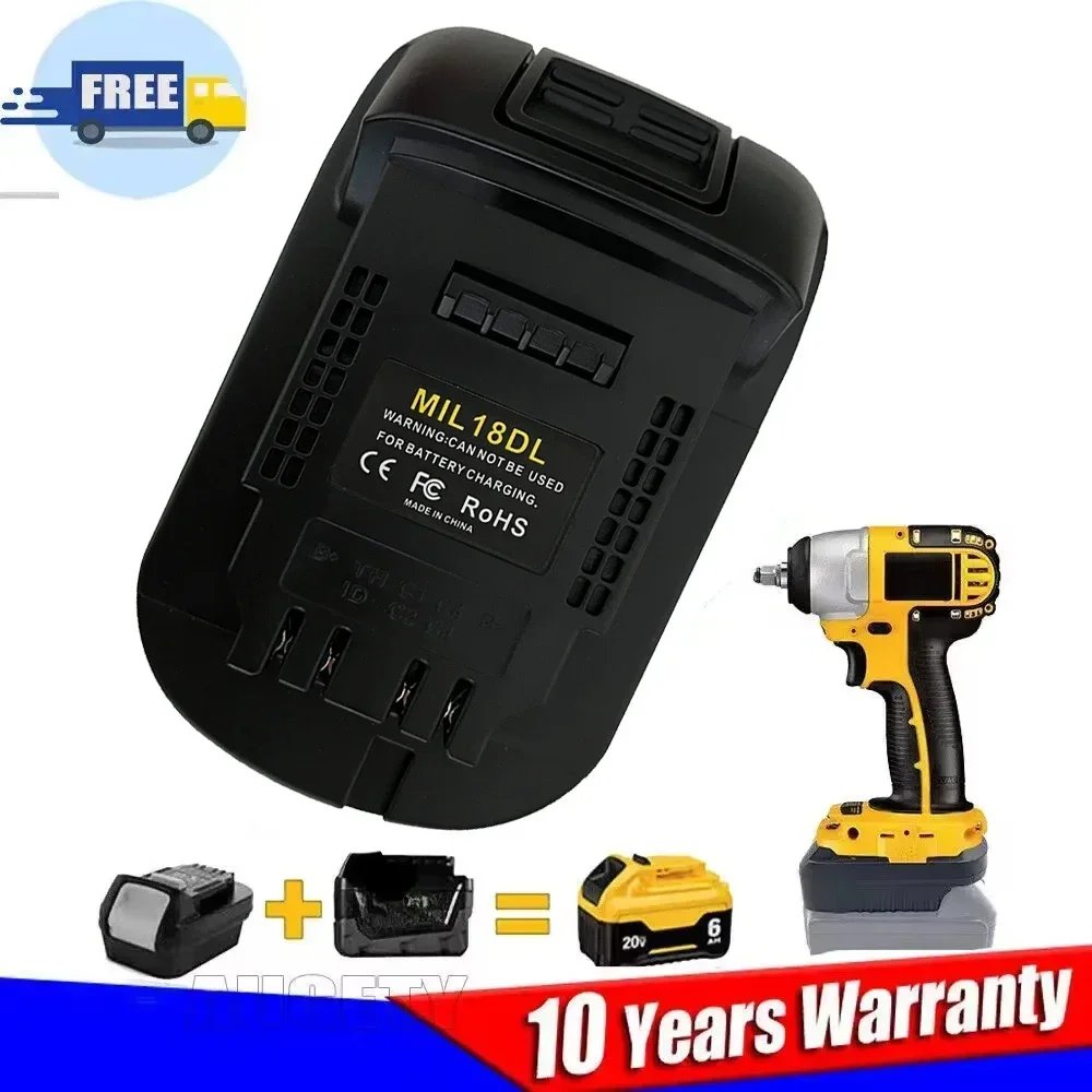 Adaptador de Bateria Mil18dl Milwaukee 18v Lithium Battery Converter para Dewalt Ferramentas Elétricas de Lítio 20v Max