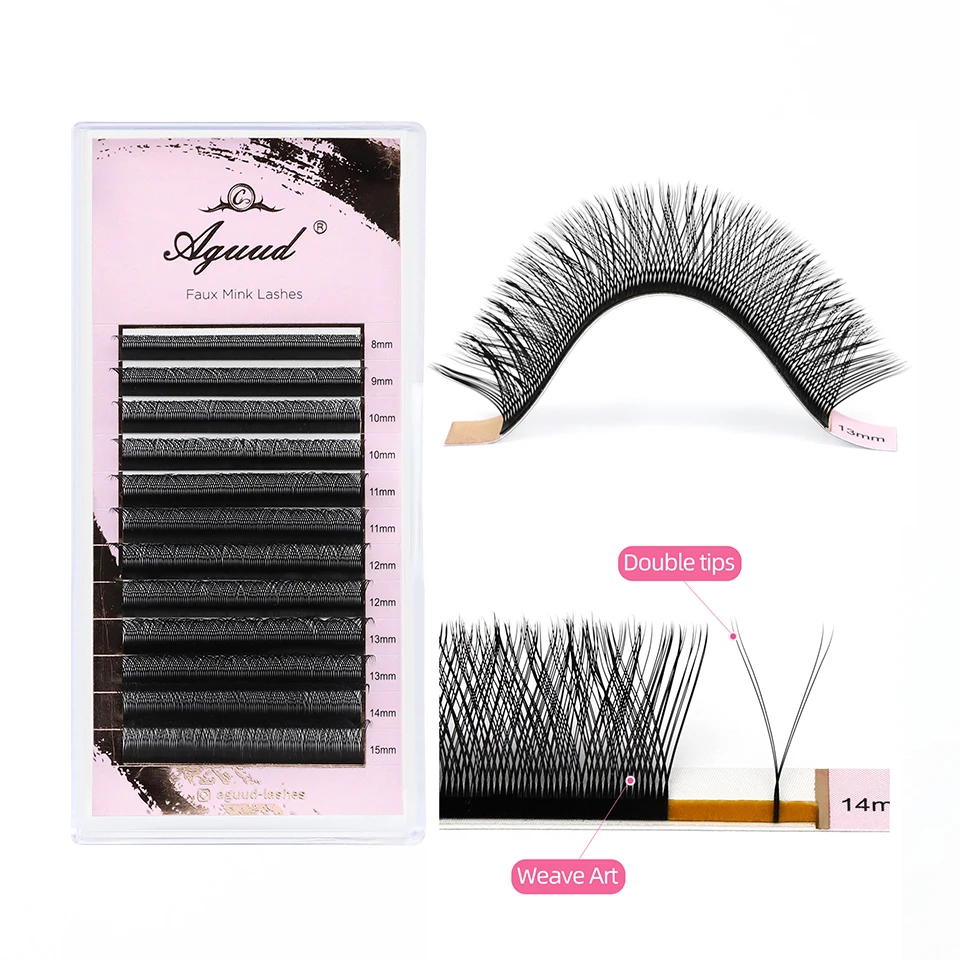 AGUUD YY Shape Eyelash Extension 4D Makeup Cross Bloom False Eyelash Hand Woven Premium Mesh Net Cross YY Shape Lashes YY Cilios