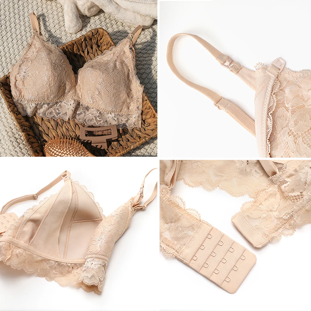 Pizzo leggermente imbottito senza ferretto reggiseno allattamento maternità Sexy allattamento al seno Lingerie Bralette per donne incinte allattamento XL Plus