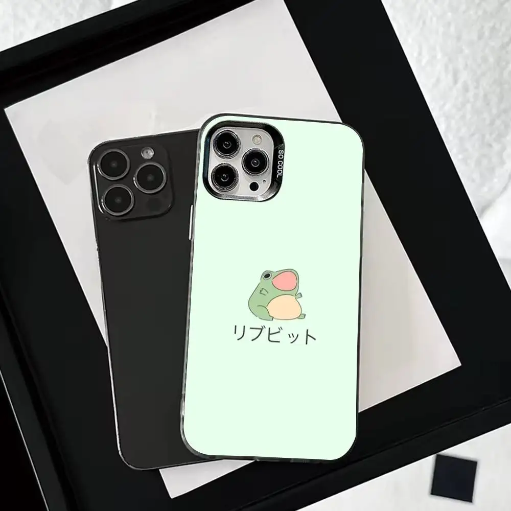 حافظة هاتف C-Cartoon F-Frog لهاتف iPhone 16,15,14,13,12,11,Pro,Max,Plus, Mini,XS,SE مضادة للسقوط باللون الأسود غير اللامع #5