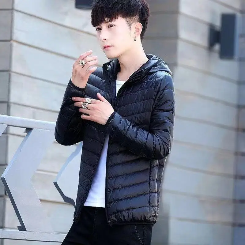 Perennial Men's Down Cotton Clothes Hooded Short Youth Large Size Casual Light Cotton-padded Clothes Jacket Men's Clothing