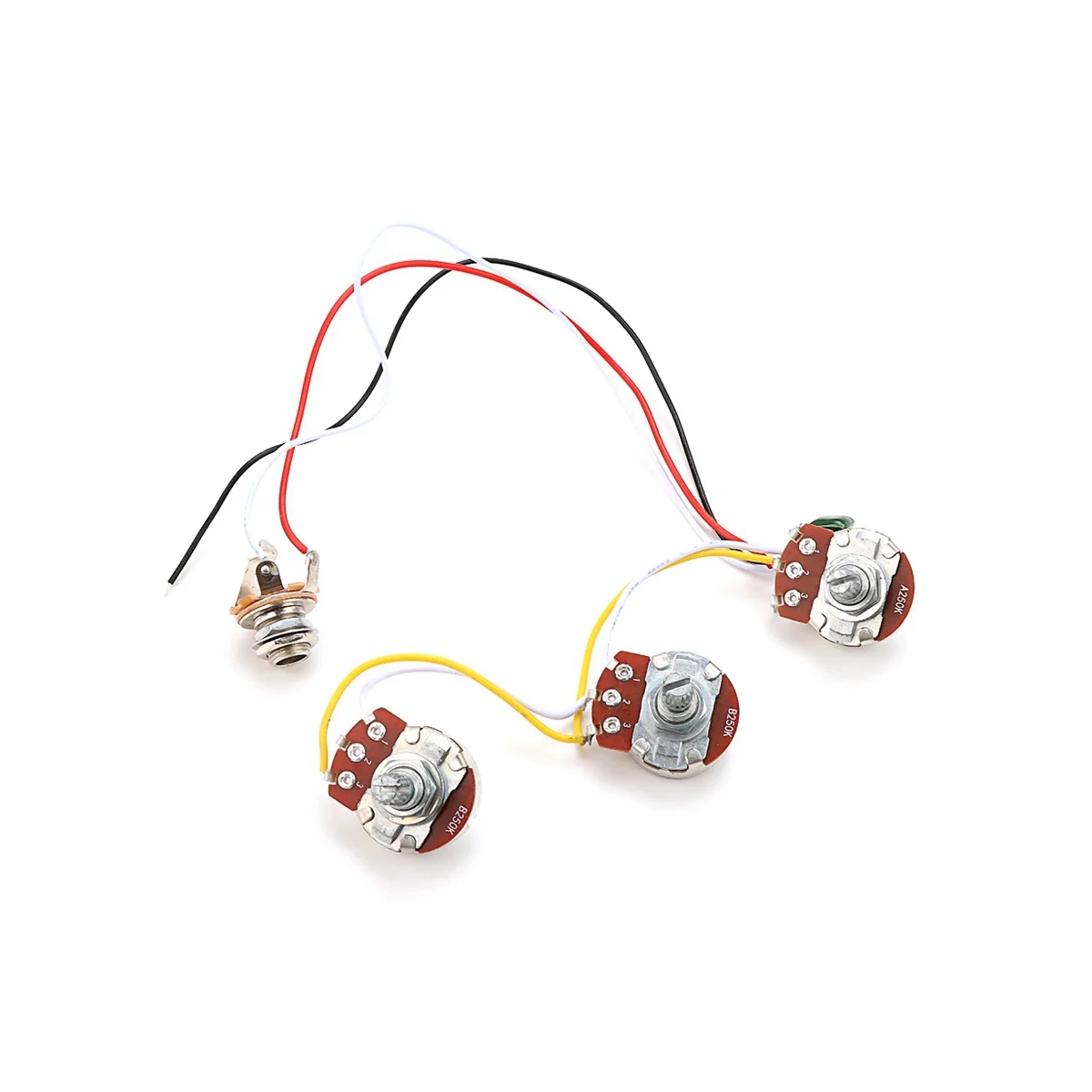 B  Wiring Kit Tone Volume Control Harness A250K B250K Pots Socket Potentiometers for Jazz B  Guitar Accessories