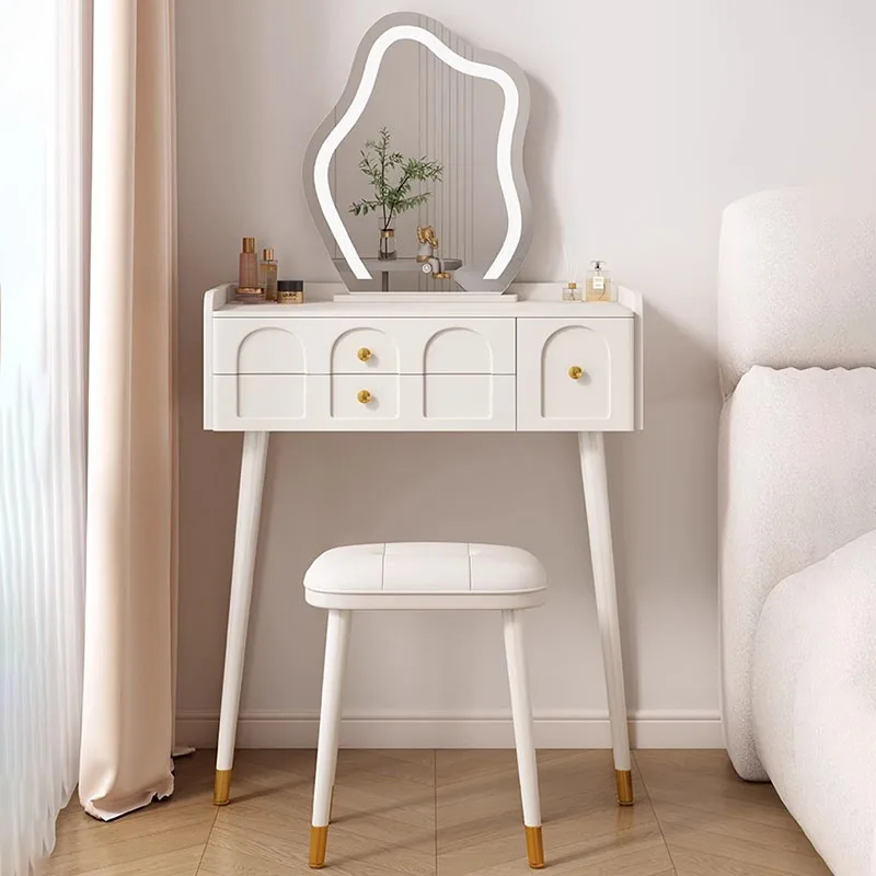 

Computer Simple Vanity Tables Led Lights Mirror Luxury Vintage Vanity Table Nordic Storage Storage Penteadeira Trendy Furniture