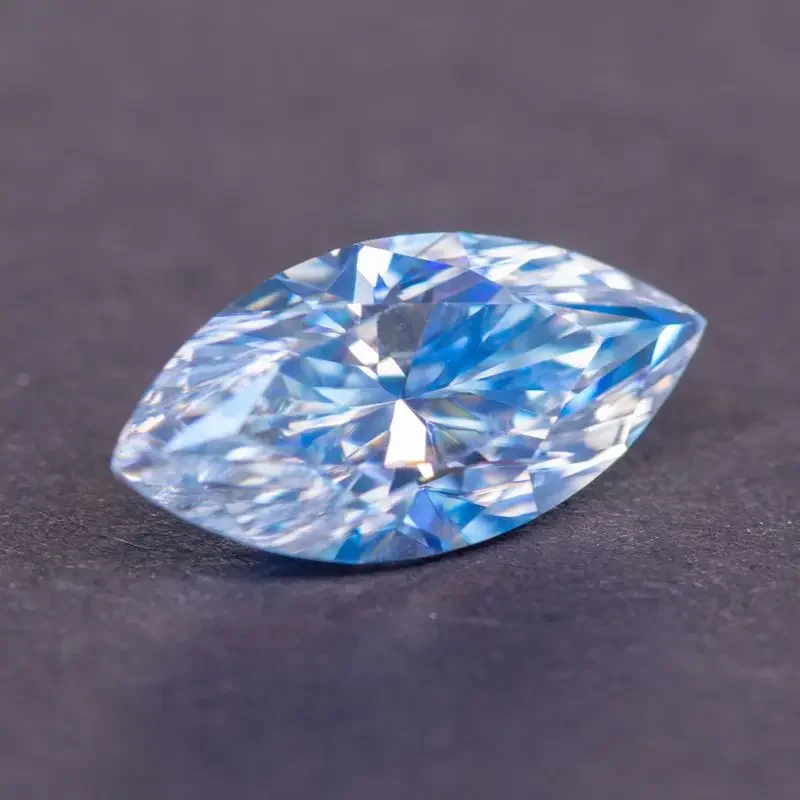 Moissanite pedra marquise gelo cor azul para encantos jóias fazendo diy anel colar brincos materiais principais com certificado