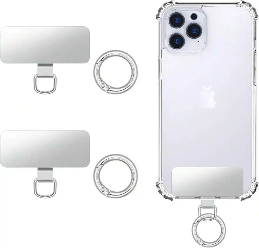 

2pcs Phone Tether Tabs With Spring Rings For Full Coverage Cases