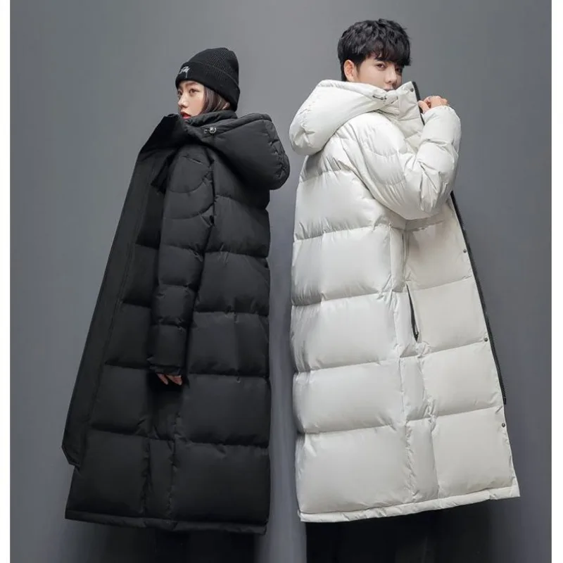 Warm Winter Men Down Jacket Long Down Coat Couple White Duck Down Outerwear Brand Black White Puffer Jacket New Parkas