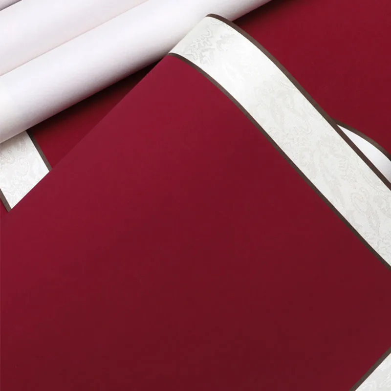 Chinese Calligraphy Scroll Blank,40x174cm Batik Xuan Paper Roll Half-Ripe Rice Paper  Wine Red Color for Brush Art Practice