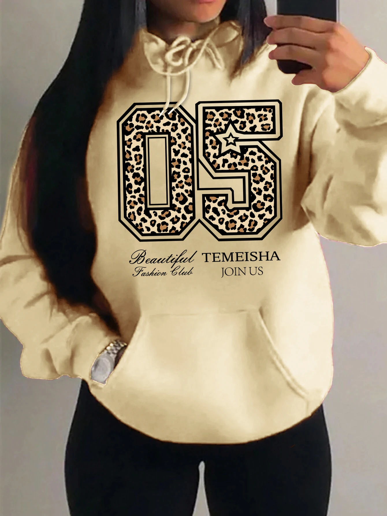 Sudadera con Capucha para Mujer, Diseño Creativo con Estampado de Leopardo 05, Informal, de Forro Polar, Holgada, con Bolsillo, Cómoda, Estilo Y2K