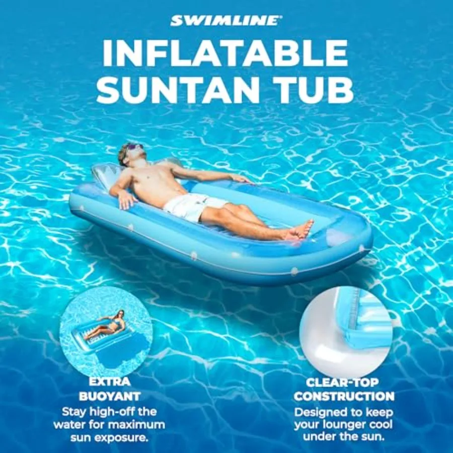 Outdoor lounge float combo for suntan tub use, cushioned XL design in blue and purple, quick-dry fabric with UV-resistant mater