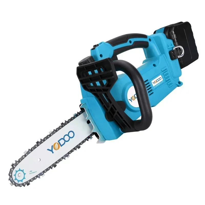 

Portable Chainsaw Cordless Chain Saw With 2 Battery Safety and Full Lock for Cutting Trees and Pruning Branches and Gardens.