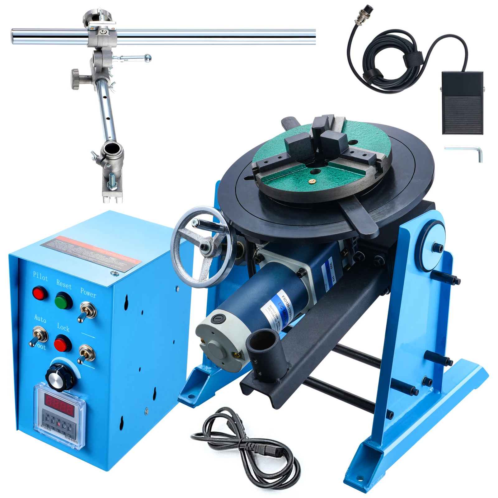 SucceBuy Rotary Welding Positioner 50KG 0-90° Welding Positioning Turntable Table 0.5-6RPM 120W with 12.4 Inch 3-Jaw Lathe Chuck