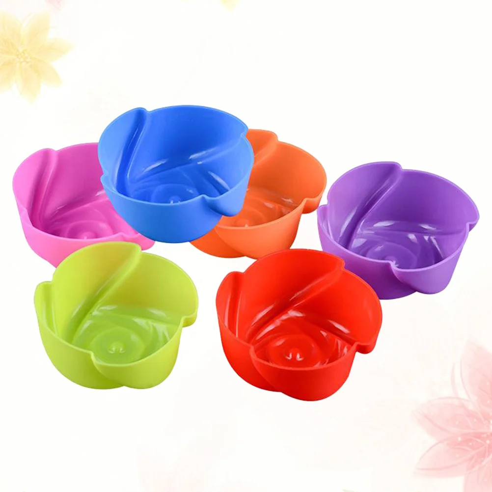 

8Pcs Rose Flower Shape Silicone Muffin Cups Multiuse Cupcake Mold Liners for Baking Chocolate Jelly Cake Ice Dessert