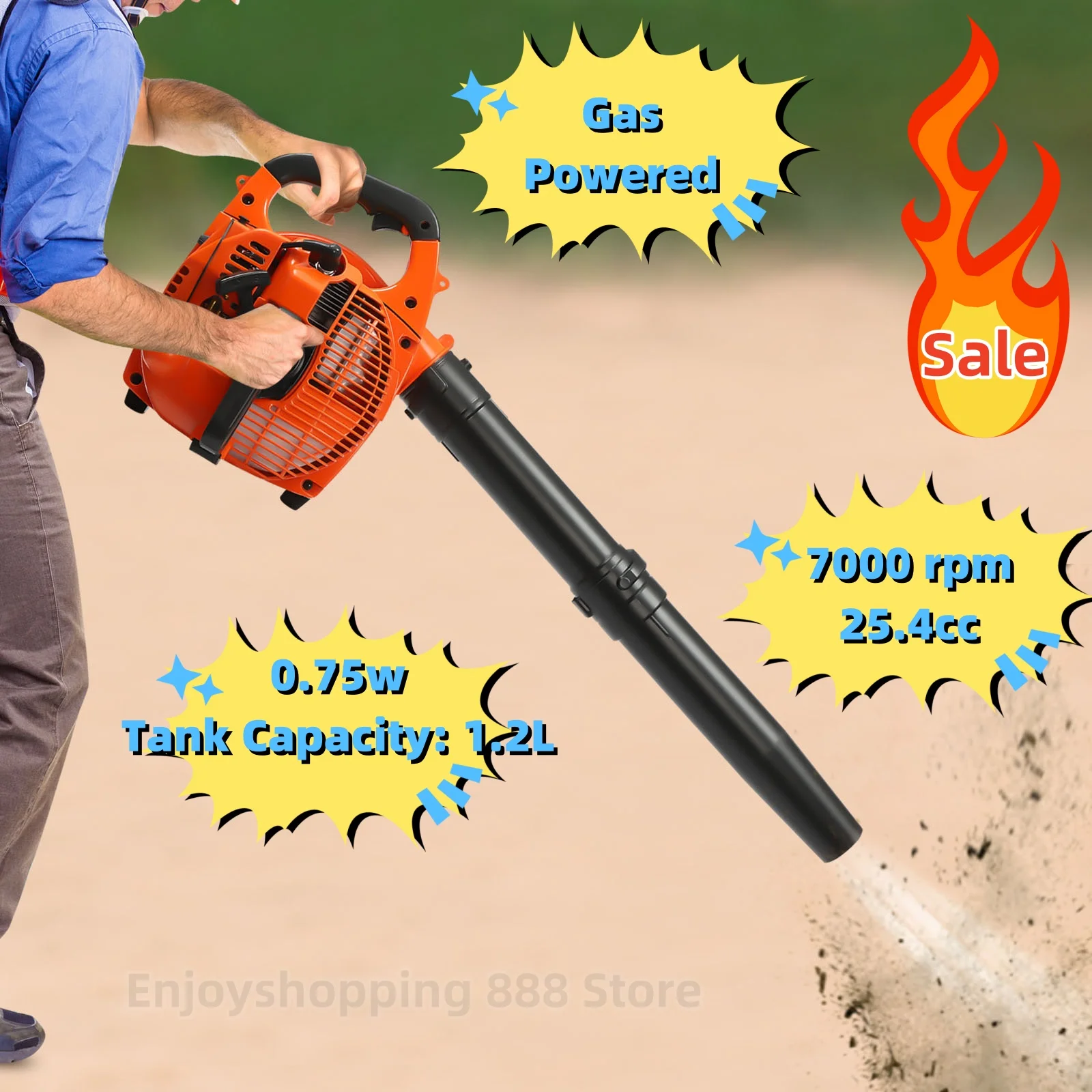 

25.4cc 2 Stroke Gas Handheld Leaf Blower Cleaning Tool Garden Grass Yard Clean Heavy Duty 750W