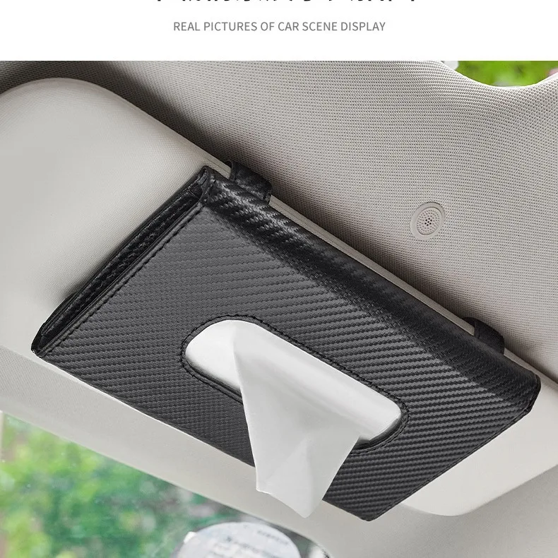 New Soft Leather Car Tissue Box Car Sun Visor Type Block Hanging Container Towel Napkin Holder Paper Rack Organizer Storage Bag