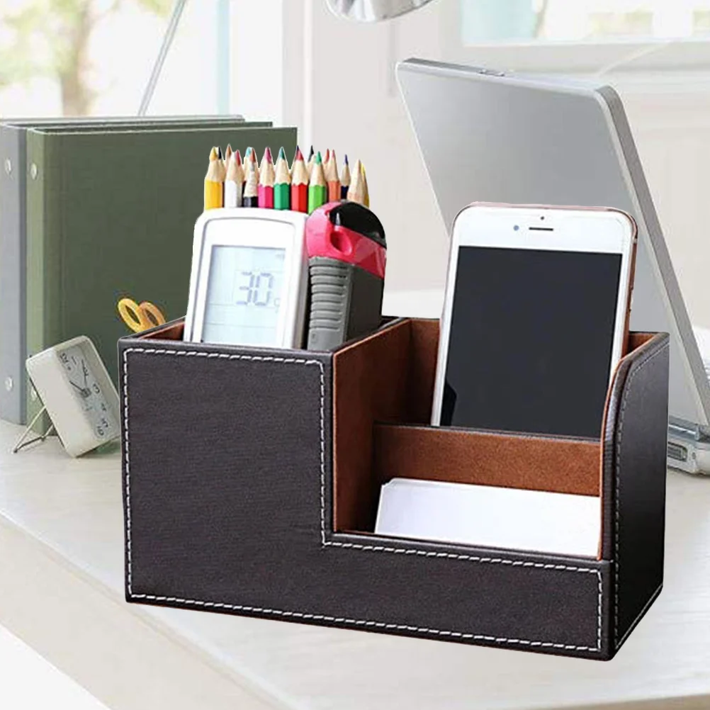 Multifunctional Pen Holder Practical Black Office Desk Accessories Stainless Steel Storage Box Stationery ganizer