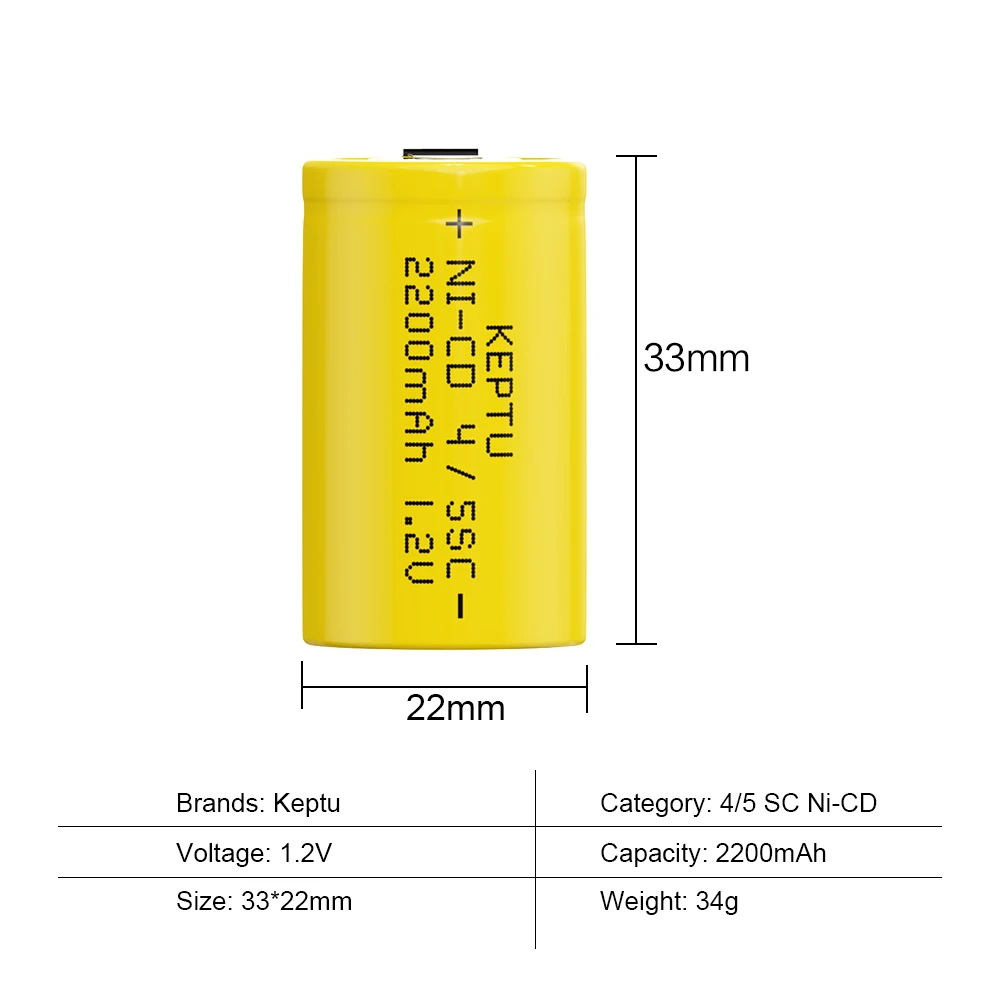 Bateria Keptu 1.2V Sub C 2200mAh Ni-Cd 4/5 SC akumulator 4/5 ogniwo z zakładkami spawalniczymi do DIY elektronarzędzi