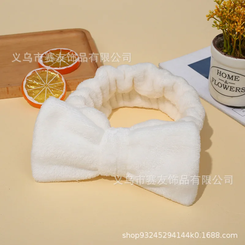 

Soft Coral Fleece Headband Bowknot Elastic Hair Wrap Non-Slip Comfortable for Women Girls Skincare & Bath