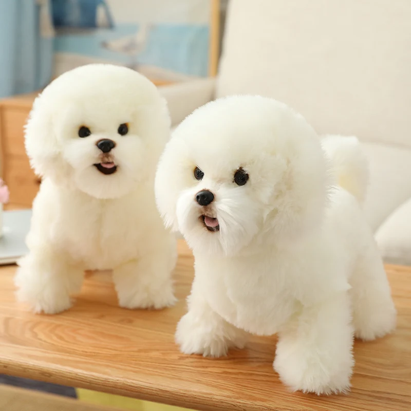 High Quality Simulation Bichon Frise Plush Toy Stuffed Animal Pet Realistic Puppy Dog For Home Decoration Nice Gift