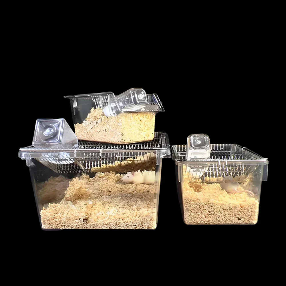 1PCS Autoclavable Transparent  Resistant Clear Mouse Cage - High-Temperature PC Rodent Housing for Lab Mice Small Animal Housing