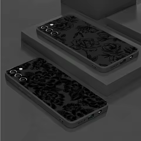 phone Case for Samsung Galaxy S22 Ultra S20 S10e S24 Plus Note 20 S21 FE S23 soft funda Black Cover Elegant Cool Rose Flower Art