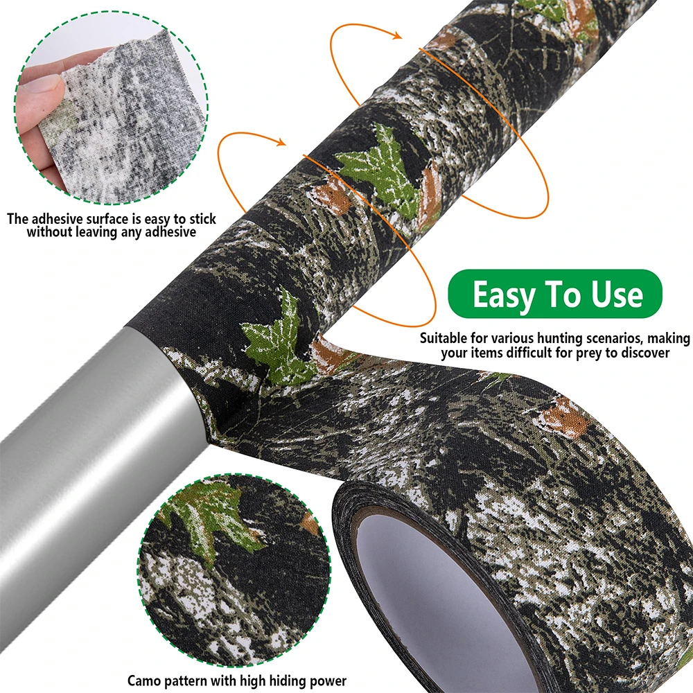 5*100cm Camo Stealth Silencing Tape Hunting Camouflage Silencing Tape Wrap Strong Adhesive Tape Bandage for Outdoor Hunting Camp