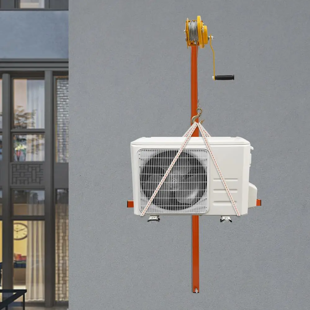 Air Conditioner Lifting Crane 15m/49.21ft Detachable Portable Tool 330lbs Load Stable Triangular Design Easy Assembly and