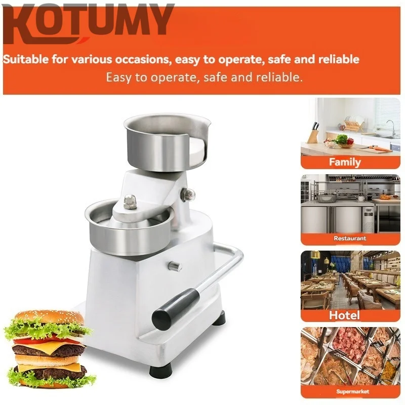 Two-in-One 304 Stainless Steel Manual Burger Meat Patty Machine 100+130mm Aluminum Alloy Body Meat Processing Machinery