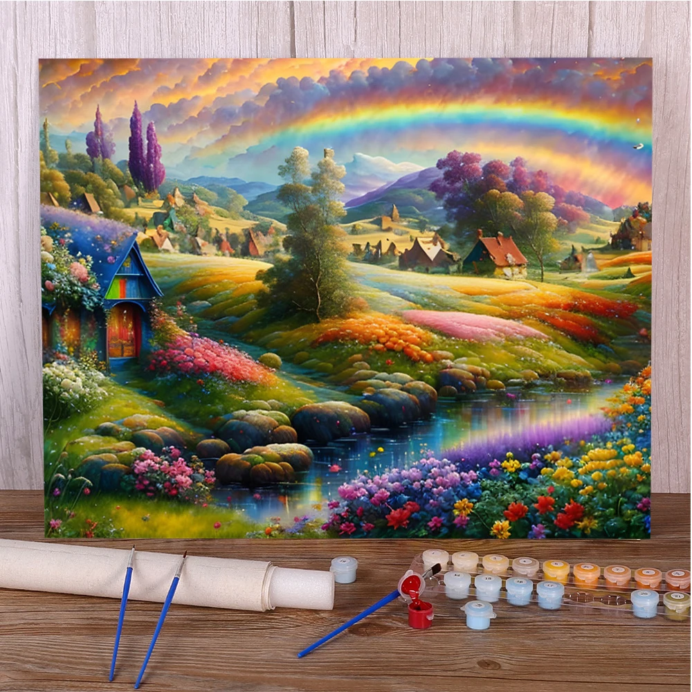 Landscape Beautiful Nature Paint By Numbers Package Acrylic Paints 50*70 Canvas Painting Wall Decoration For Adults Wholesale