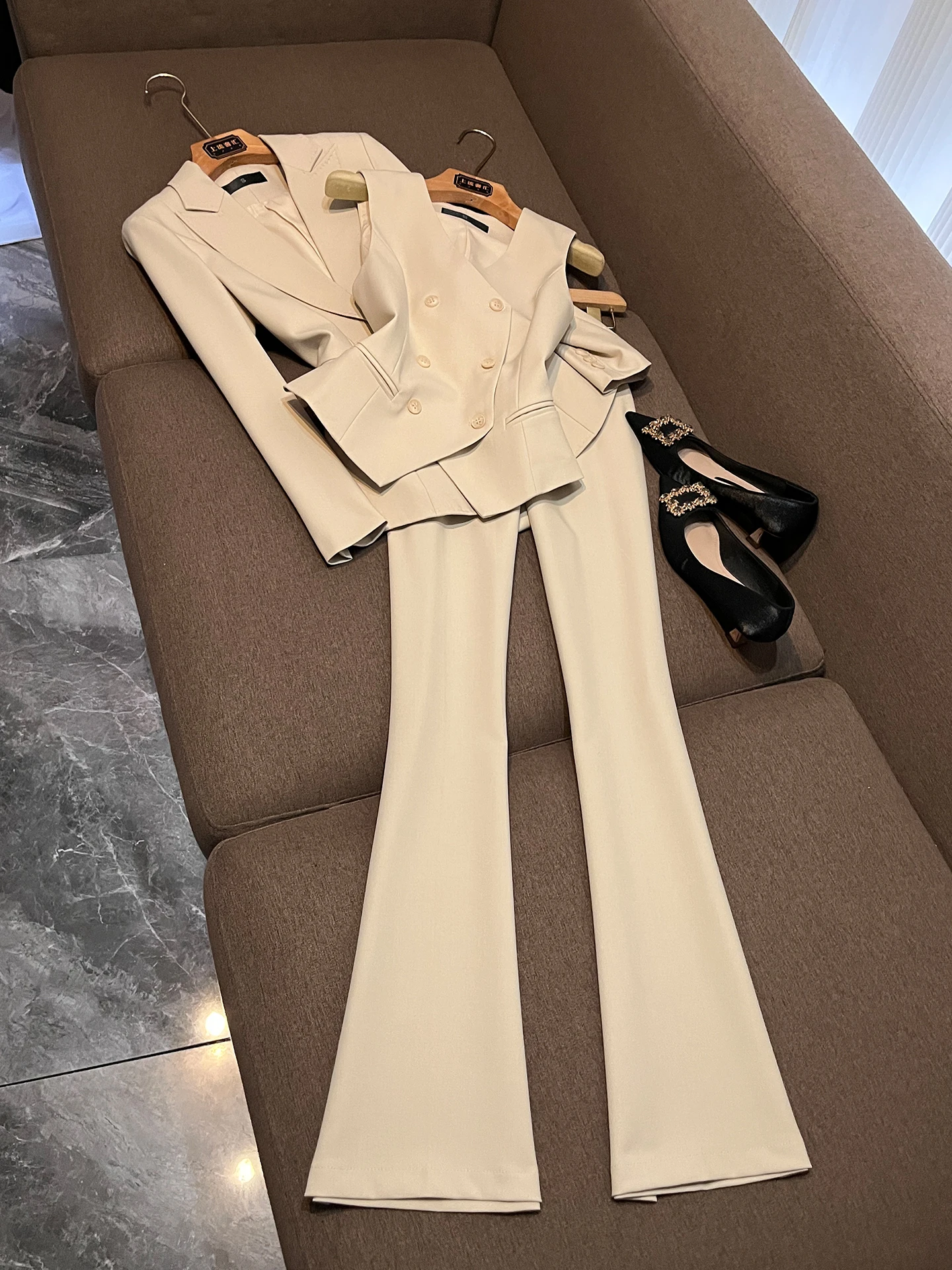 

2026 New Autumn Spring High-End Women's Suit Set Profional Managerial Workwear V-Ne Blouse And Pants Manager Layer