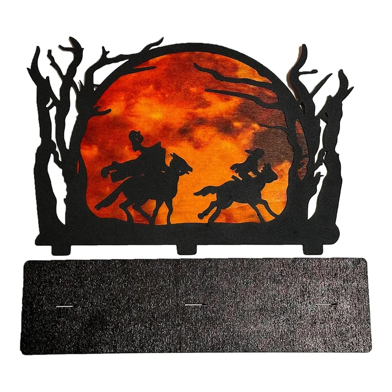 صورة ظلية لفرسان الرأس لتزيين سطح المكتب للهالوين، تمثال صورة ظلية للخيول بدون رأس مع خلفية-ABXK #4