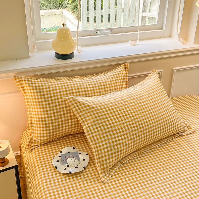 2pcs/Set Pillowcases Super Soft Washable Summer Fall Simple Sleep Pillowcase Pink Blue Coffee Grid Student Dormitory Pillowcase