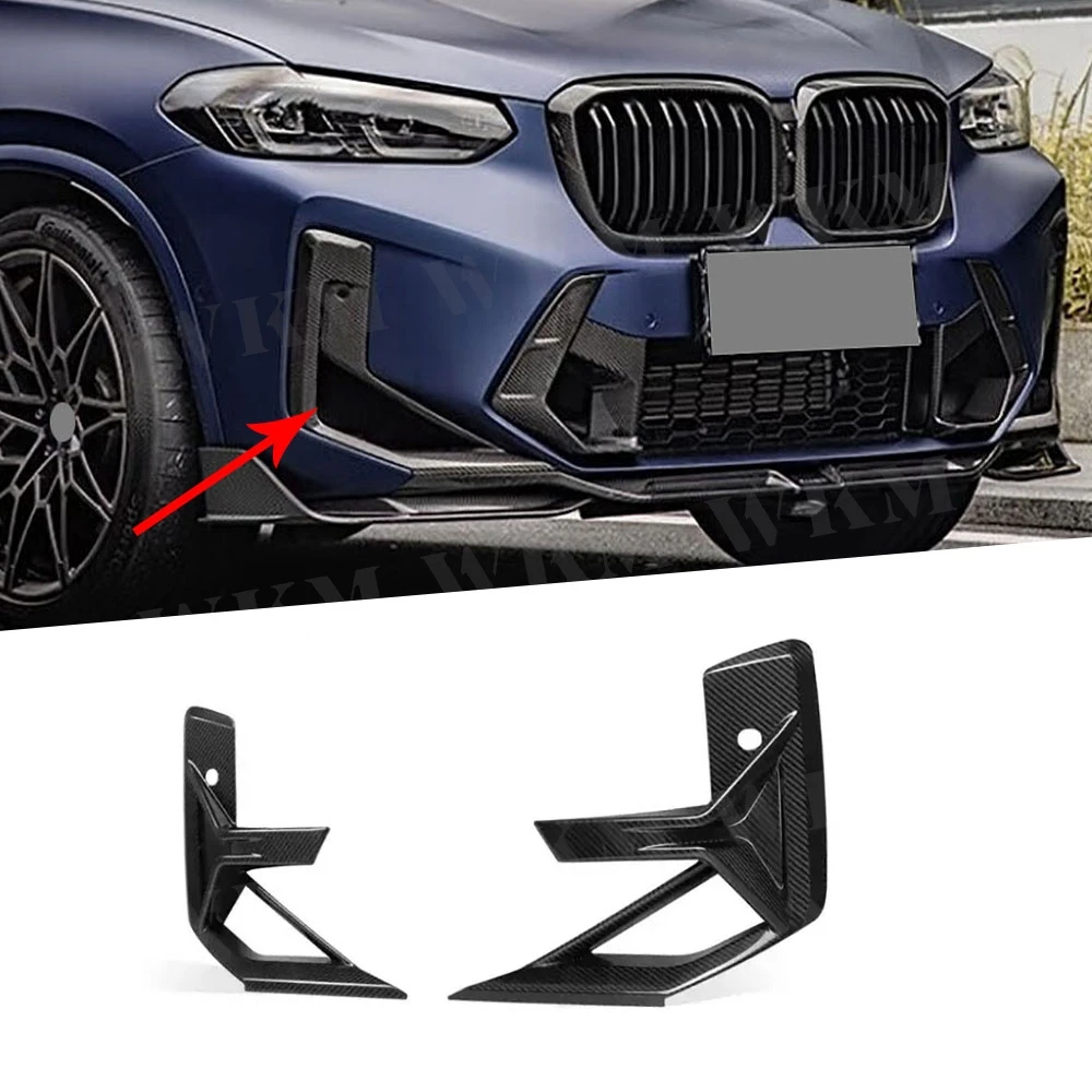 

Dry Carbon Fiber Front Bumper Side Splitter Canards Fins Replacement Air Vents Trim Cover For BMW X3M F97 2022+