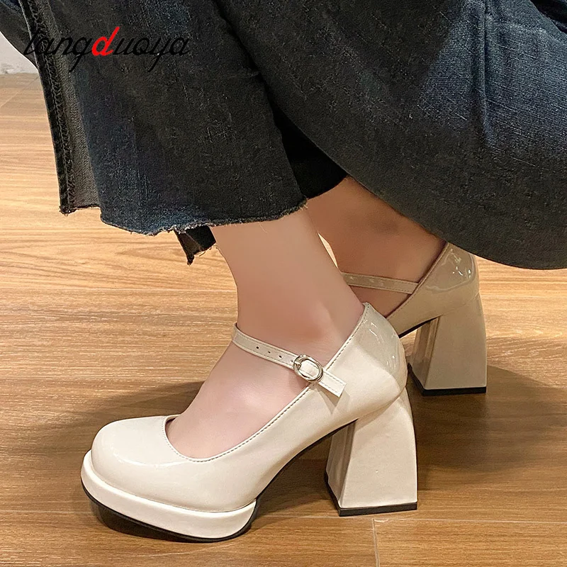 Fashion Platform Pumps Women High Heels Buckle Strap Mary Jane Shoes Woman Goth Thick Heeled Party Shoes Ladies Lolita Shoes