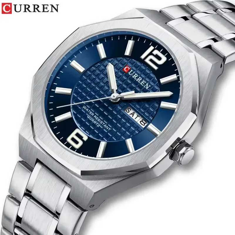 

CURREN 8476, классические модные мужские кварцевые часы с календарем недели, водонепроницаемые ночники, деловые мужские часы, подарок, relógios masculino