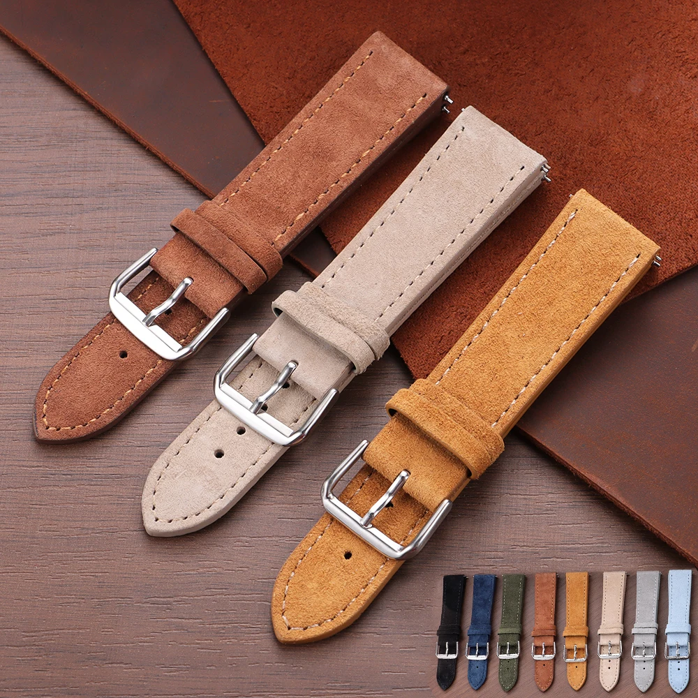 الإفراج السريع حزام خمر الجلد المدبوغ جلد البقر حزام ساعة اليد النساء الرجال لينة اليدوية حزام (استيك) ساعة 18 مللي متر 19 مللي متر 20 مللي متر 22 مللي متر 24 مللي متر ل Smartwatch