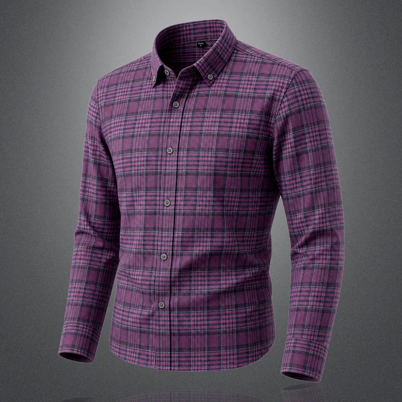 Lattice Print Slim Shirt Men Camisa Social Masculina Night Club Prom Grid Dress Shirt Retro Shirt 2026 Autumn Business Shirt Men